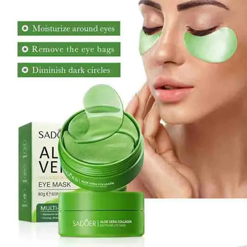 60pcs Aloe Vera Collagen Eye Mask Anti Dark Circles Eyes Bags Moisturizing Anti-Wrinkles Eye Patches Eyes Skin Care Products 