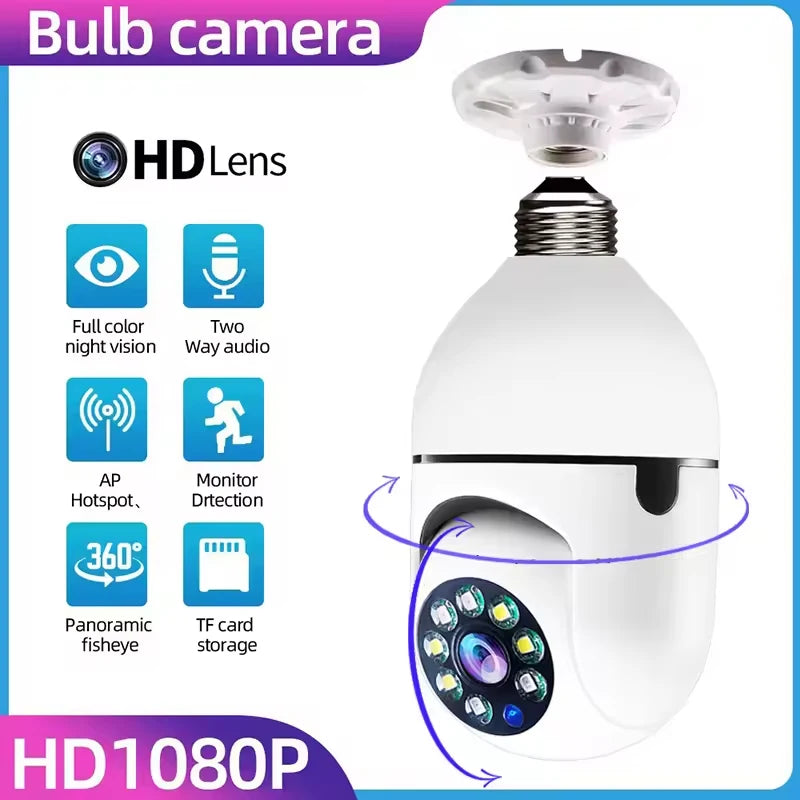Bulb E27 Surveillance Camera Full Color Night Vision Automatic Human Tracking Zoom Indoor Security Monitor Wifi Miini IP Camera 