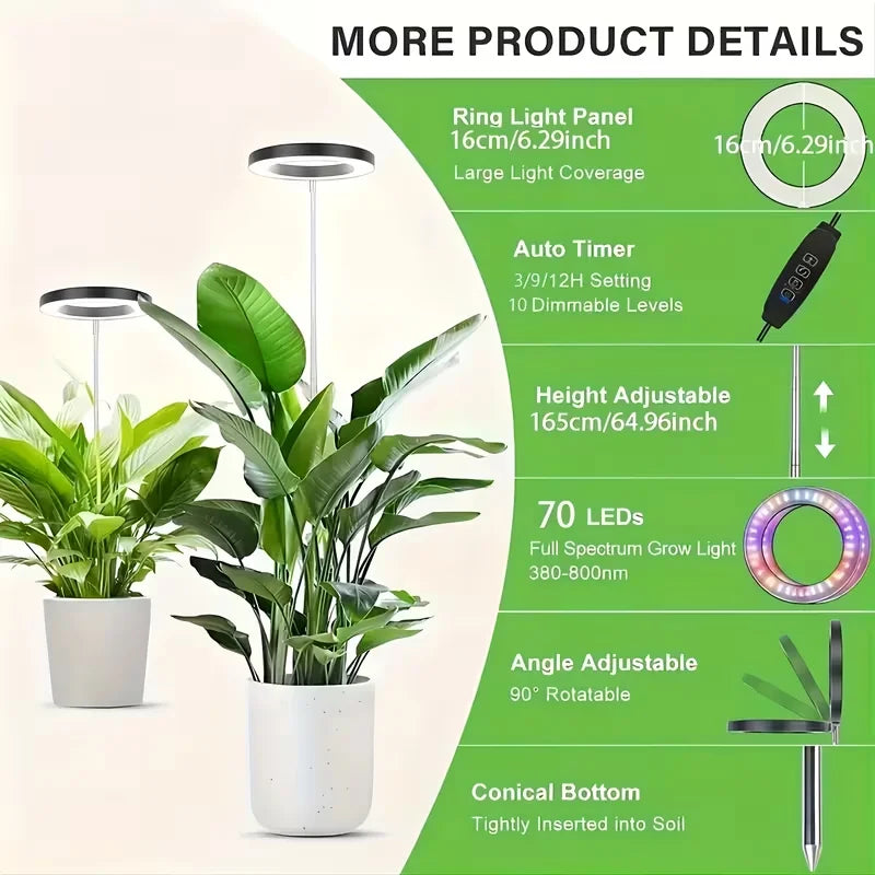 LED Grow Light for Indoor Plants with Timer and Extendable Stand