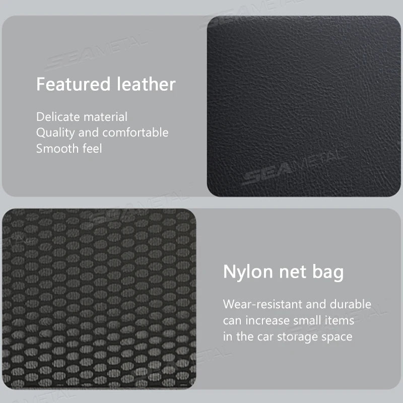 SEAMETAL 6-Pocket Car Seat Back Organizer Premium Pu Durable Car Back Seat Storage Bag Wear-Resistant Waterproof Anti-Kick Pad