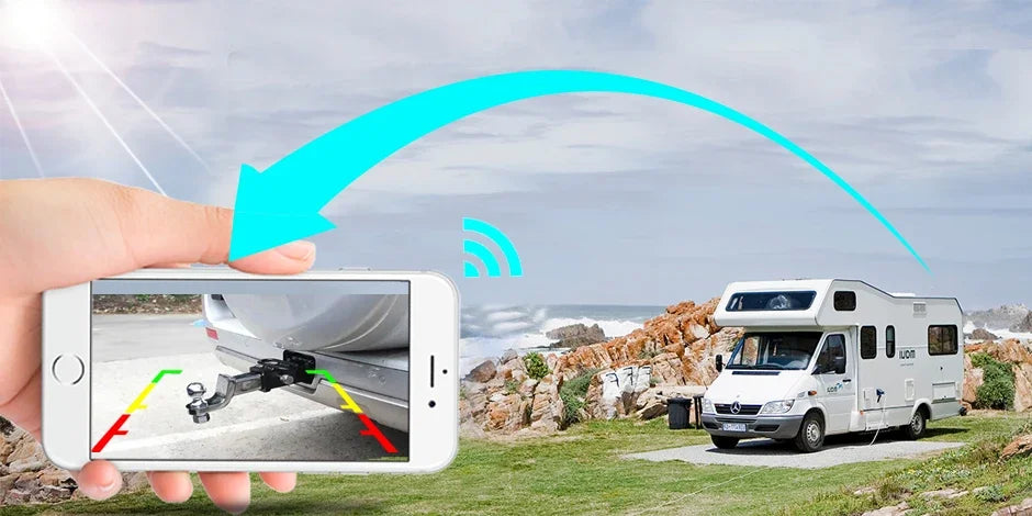 Solar Powered WiFi Magnetic Wireless Rear View Camera for iPhone AndroidRVs Trailers Trucks -1080P IR Night Vision Compatible 