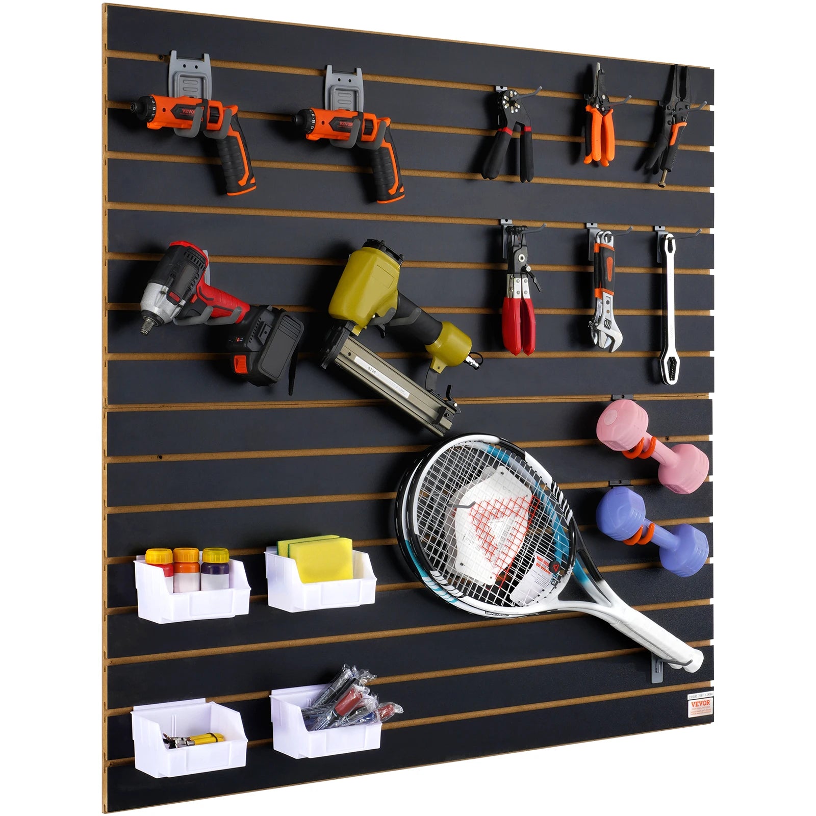 16 sq.ft Slatwall Panels Garage Organizer Wall System Gray