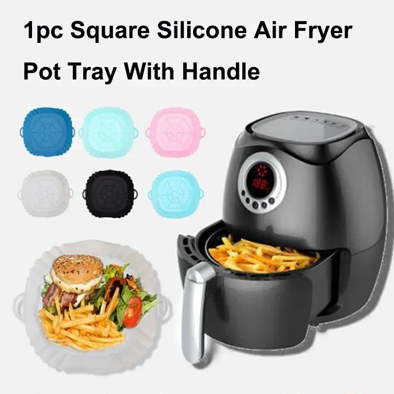 Silicone Air Fryer Basket Liner, Round Square Reusable Pan Liner