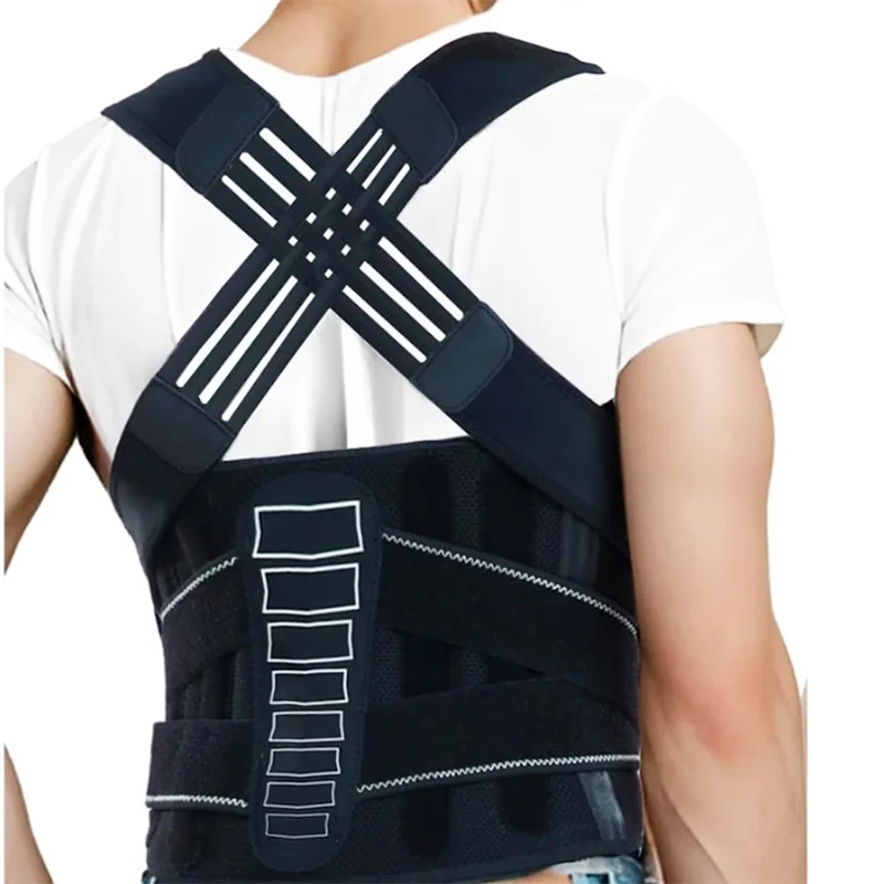 Adjustable Black Back and Shoulder Support Brace, S–L