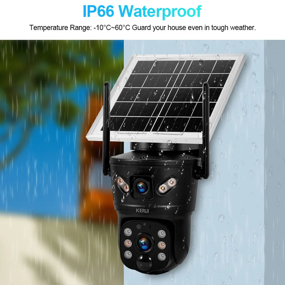 6MP Solar Powered 4G WiFi Dual Lens Outdoor Security Camera