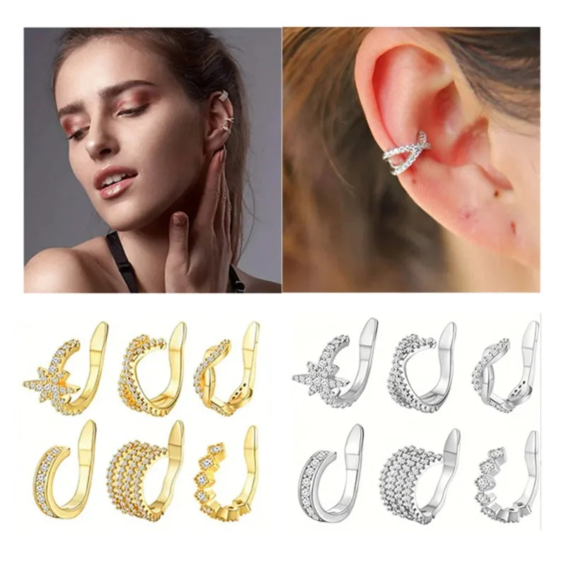 1Pc Hot Sale Cute Metal Leaf Earcuff Clips On Earring for Women Girls, No Fake Piercing Cartilage Earrings Ear Ring Without Hole 