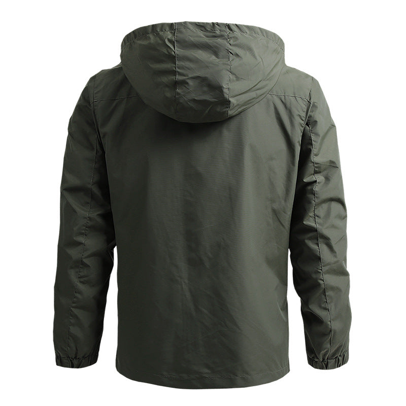 Windbreaker Men Tactical Jacket Waterproof Outdoor Hooded Coat Sports Military European Size S-5XL Field Climbing Thin Outwear 