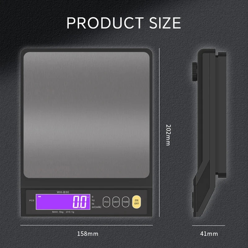 USB-Rechargeable Digital Kitchen Scale - Capacity Options