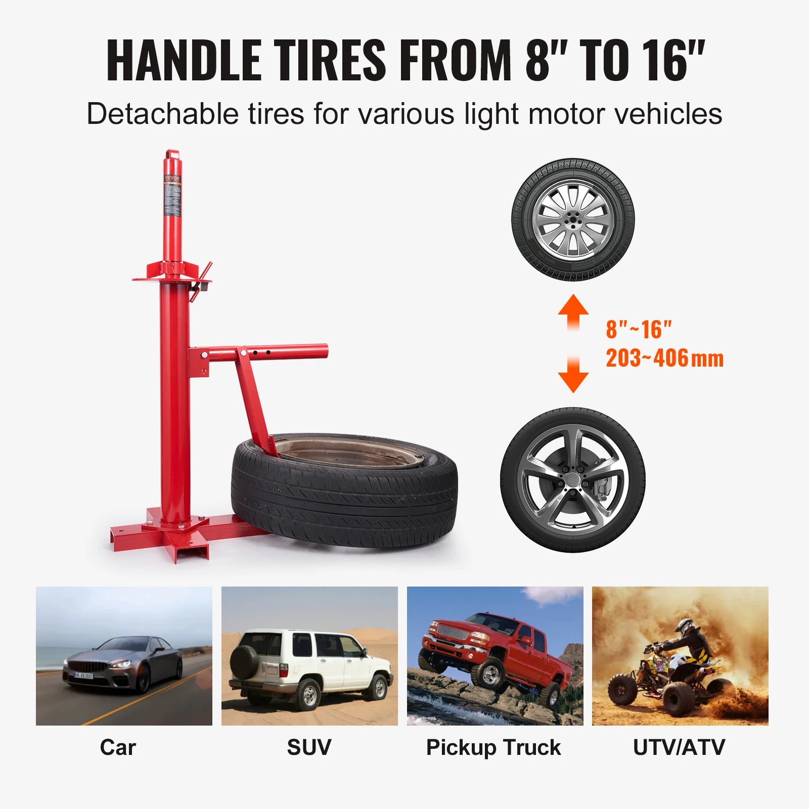 Portable Manual Tire Changer Bead Breaker for 8–16 Inch Tires