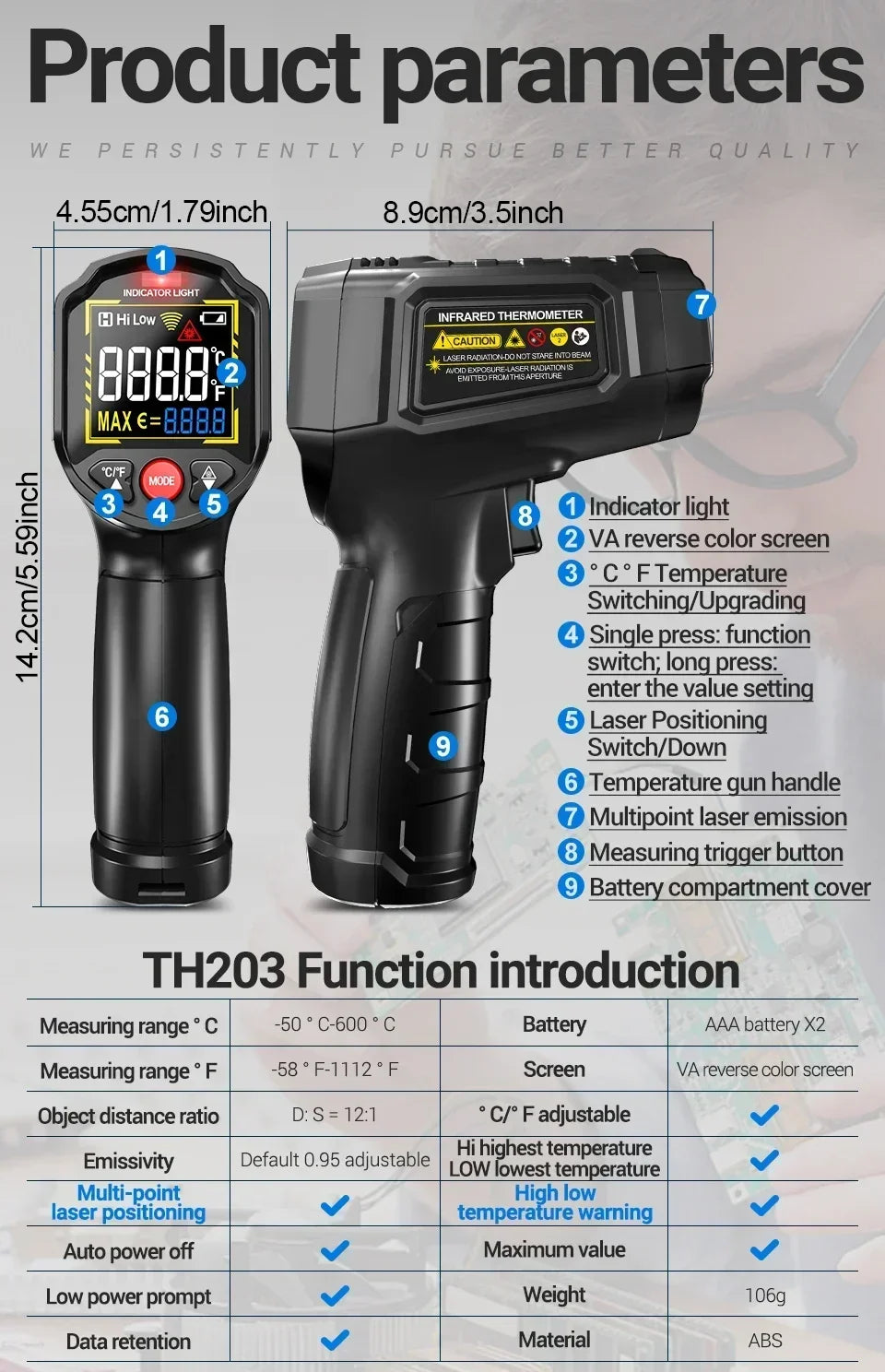 TH203 Infrared Surface Thermometer