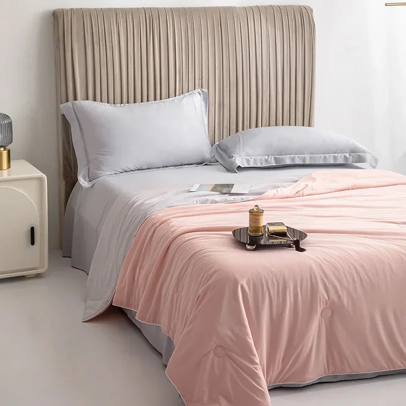 Air Condition Comforter for Summer Pure Color Ice Silk Cooling Blanket Lightweight and Smooth Twin/King Size Cold Quilt 