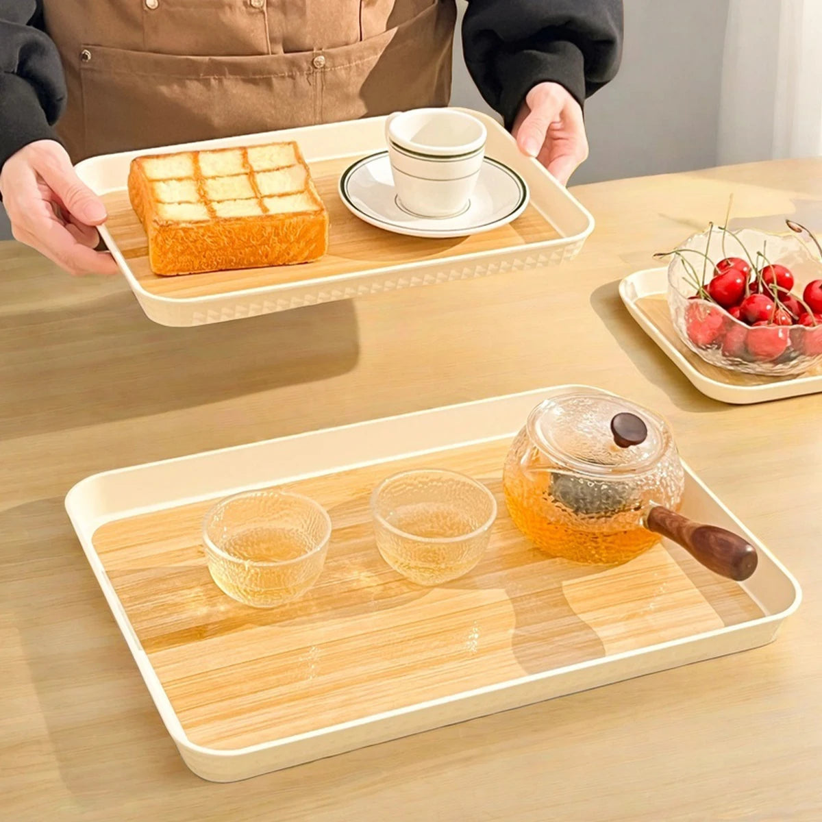 Rectangular Reusable Serving and Storage Tray for Food