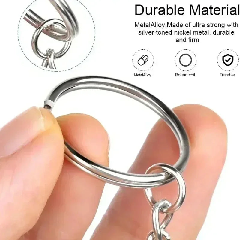 Ezüstözött Split kulcstartók lánccal csuklópántokkal üres fém kulcstartó DIY kulcstartó kiegészítők