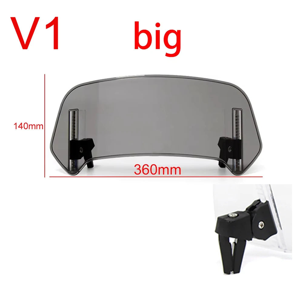 Universal Motorcycle Windshield Extension Adjustable Spoiler Clamp-On Windscreen Deflector For BMW KAWASAKI YAMAHA HONDA SUZUKI 