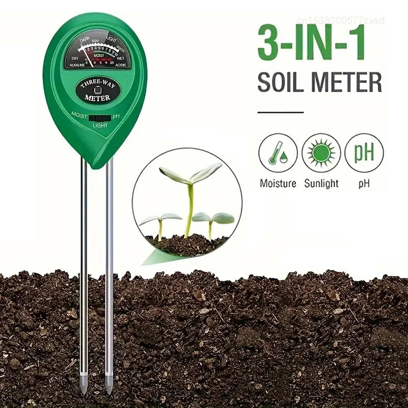 3 in 1 Soil PH Meter Sunlight PH Tester Garden Flowers Soil Moisture Sensor Meter Plants Acidity Humidity PH Monitor Detector 