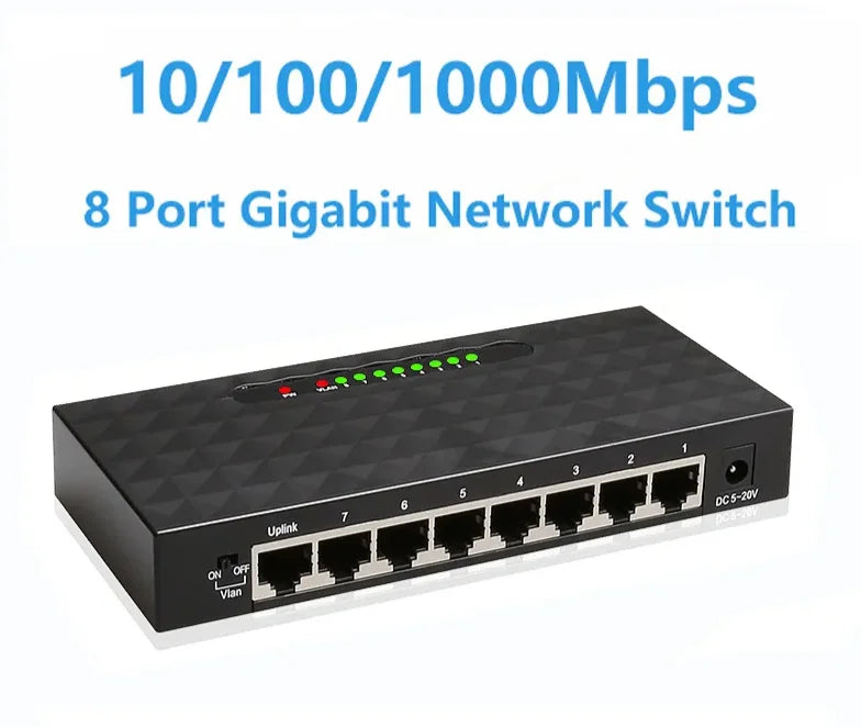 Gigabit RJ45 Ethernet Switch - Five or Eight Ports