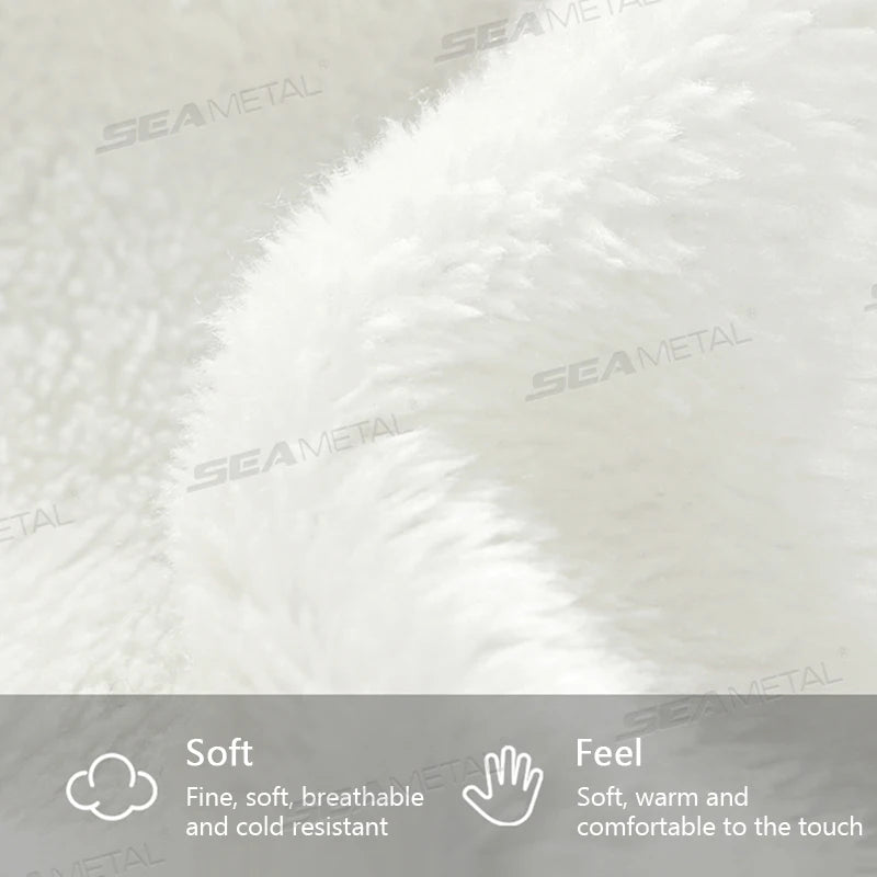 SEAMETAL Winter Steering Wheel Cover Shell Thicken Plush Warm Steering Protector Anti Scratch Car Steer Wheel Cover Non-Slip