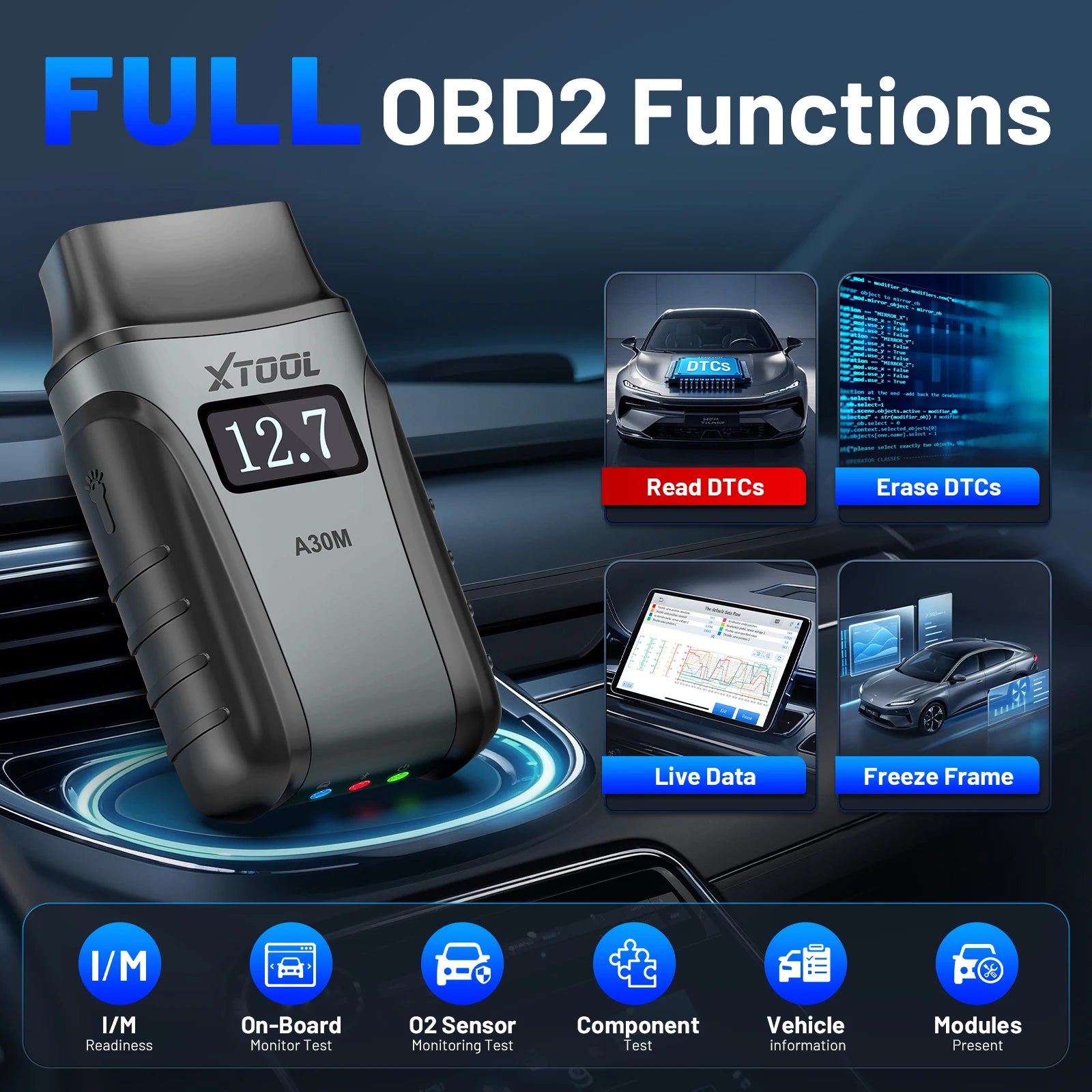 XTOOL A30M OBD2 Scanner Bluetooth Diagnostic Tool