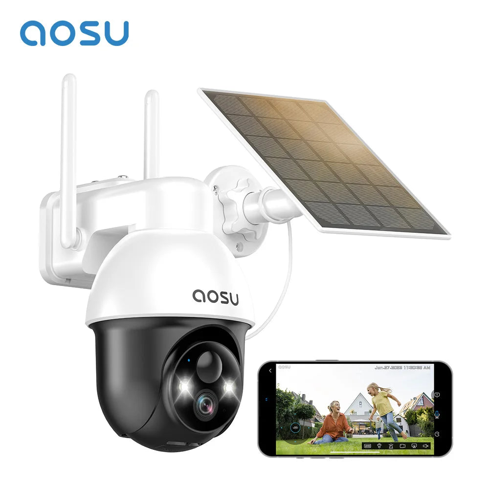 AOSU 3MP Solar PTZ Security Camera with 2-Way Audio