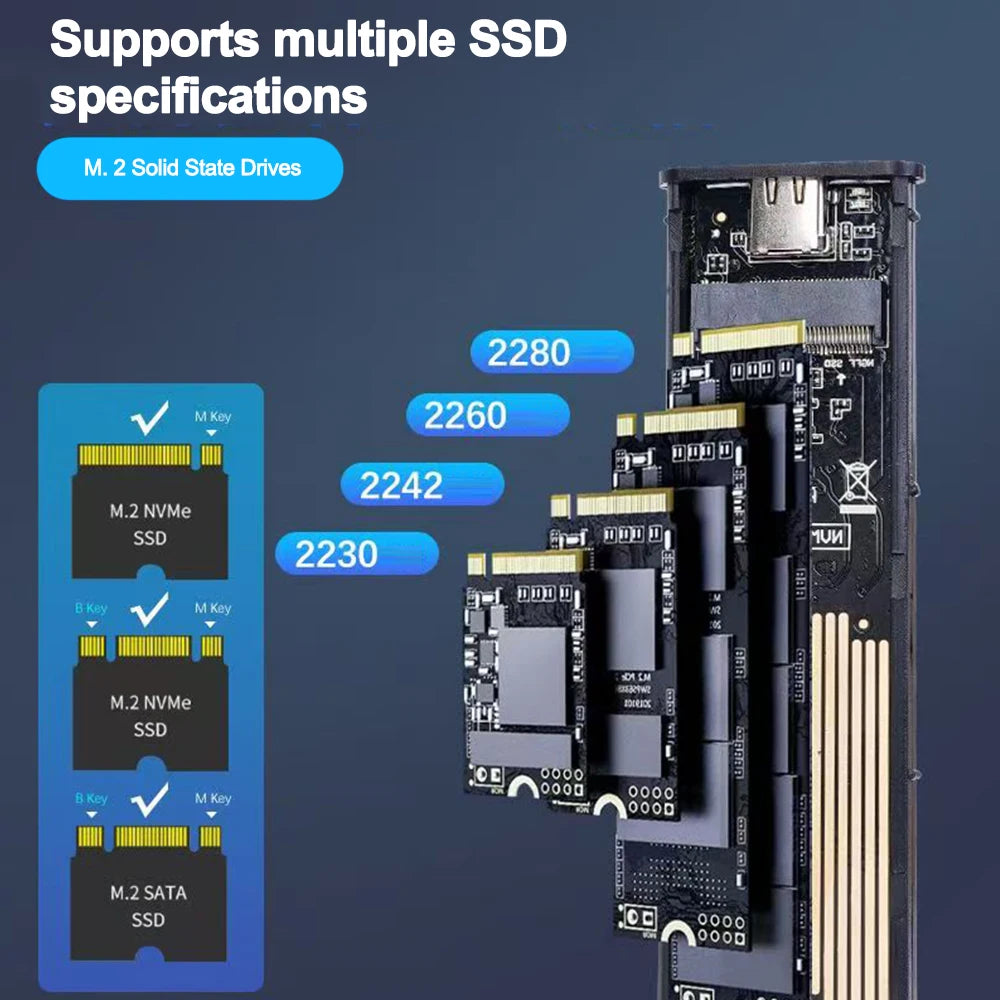 M.2 SSD USB Enclosure - NVMe and SATA Options