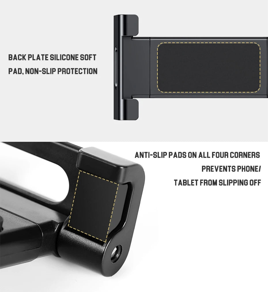 SEAMETAL Telescopic Car Rear Pillow Phone Holder Tablet Rotating Car Seat Rear Stand Headrest Bracket for Phone Tablet 5-13 Inch