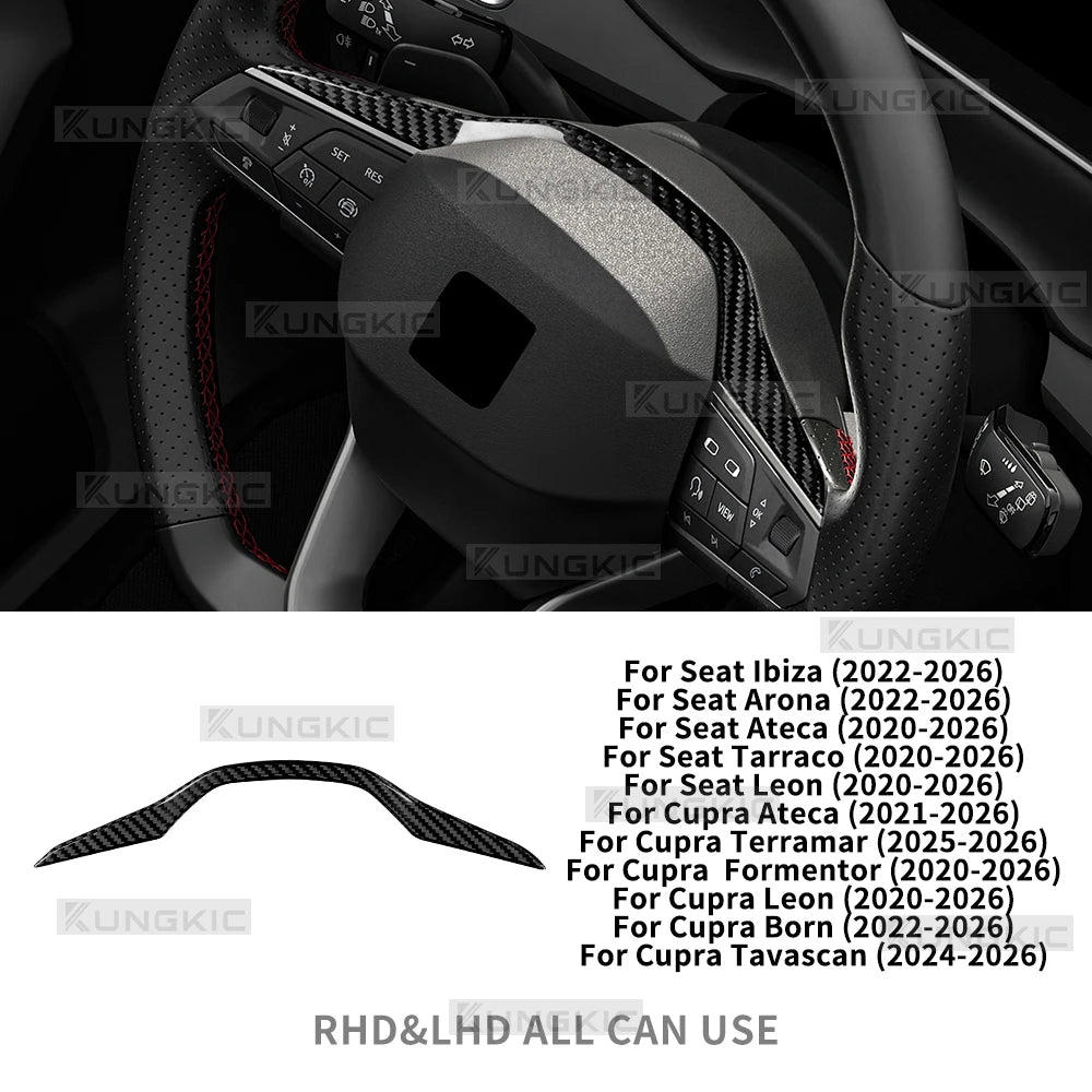 Dry Carbon Fiber Steering Wheel Bottom Trim for Seat and Cupra