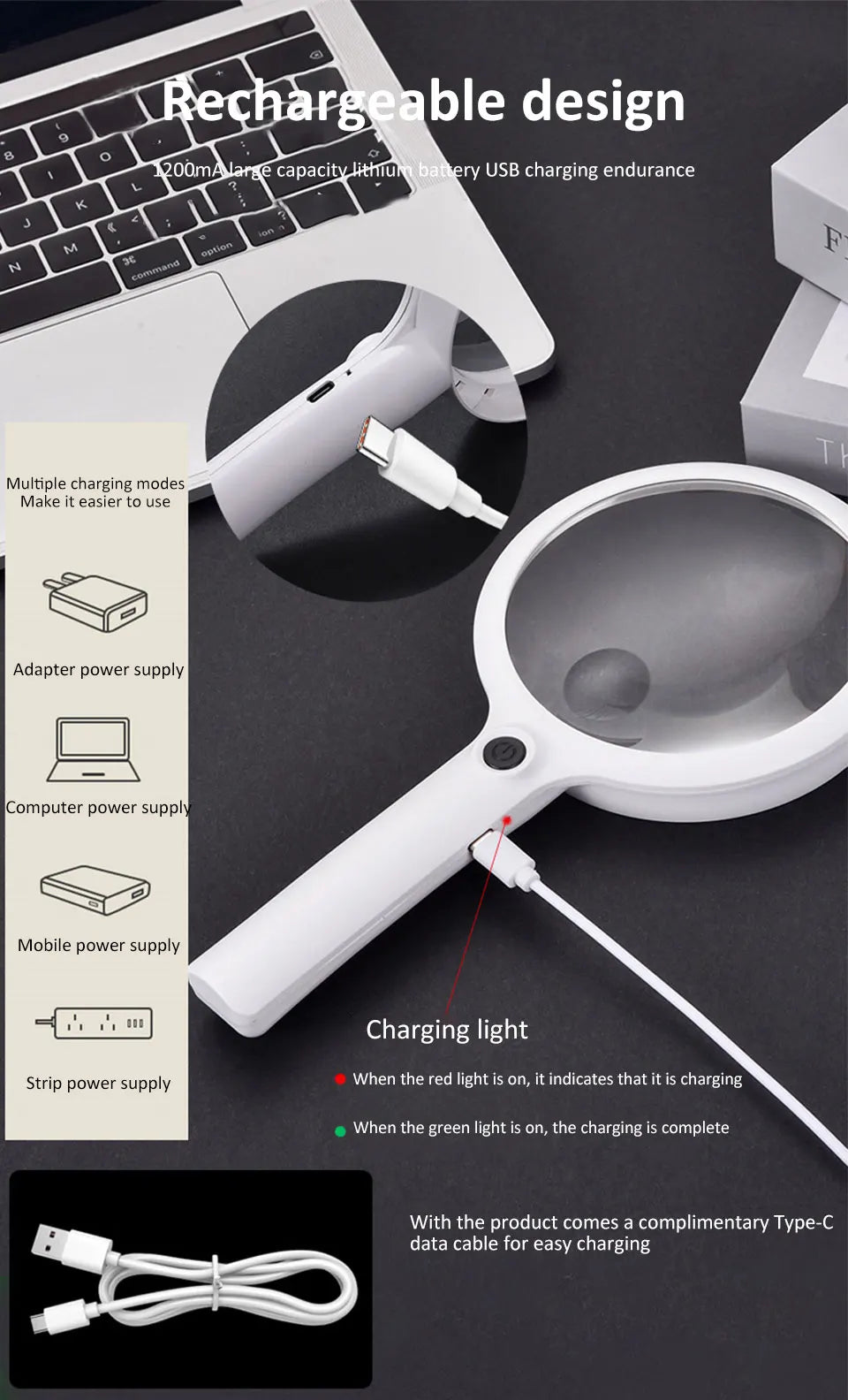 Rechargeable Illuminated Hand Magnifier