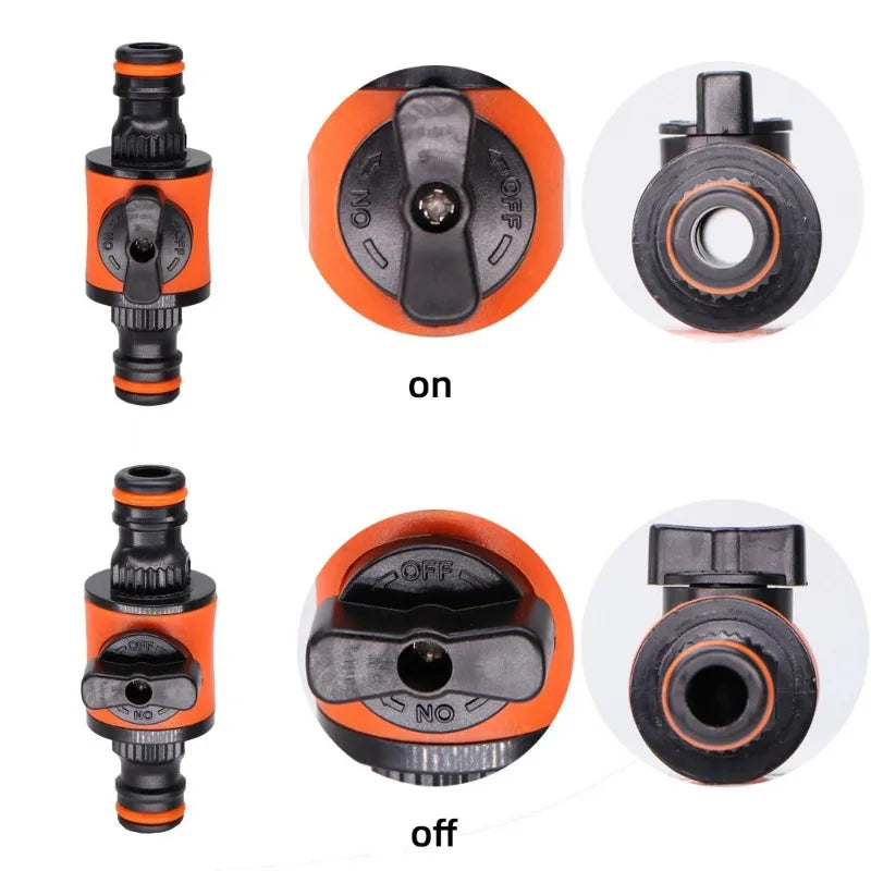 1PC/2PCS 16MM Equal Garden Hose Shut Off Valve Fitting Plastic Tubing Tap Adapter Quick Joint for Watering Irrigation Car Wash 