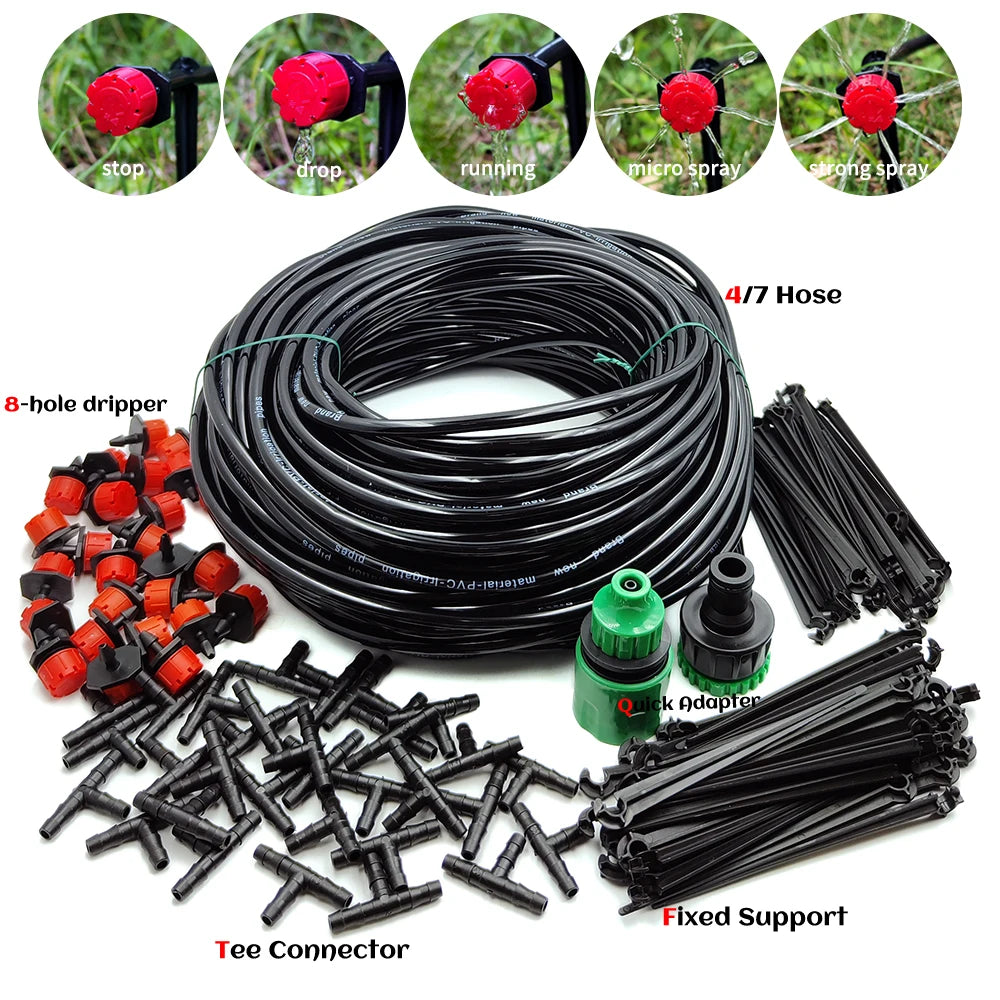 DIY Drip Irrigation Kit with Adjustable Heads, 10–30 m