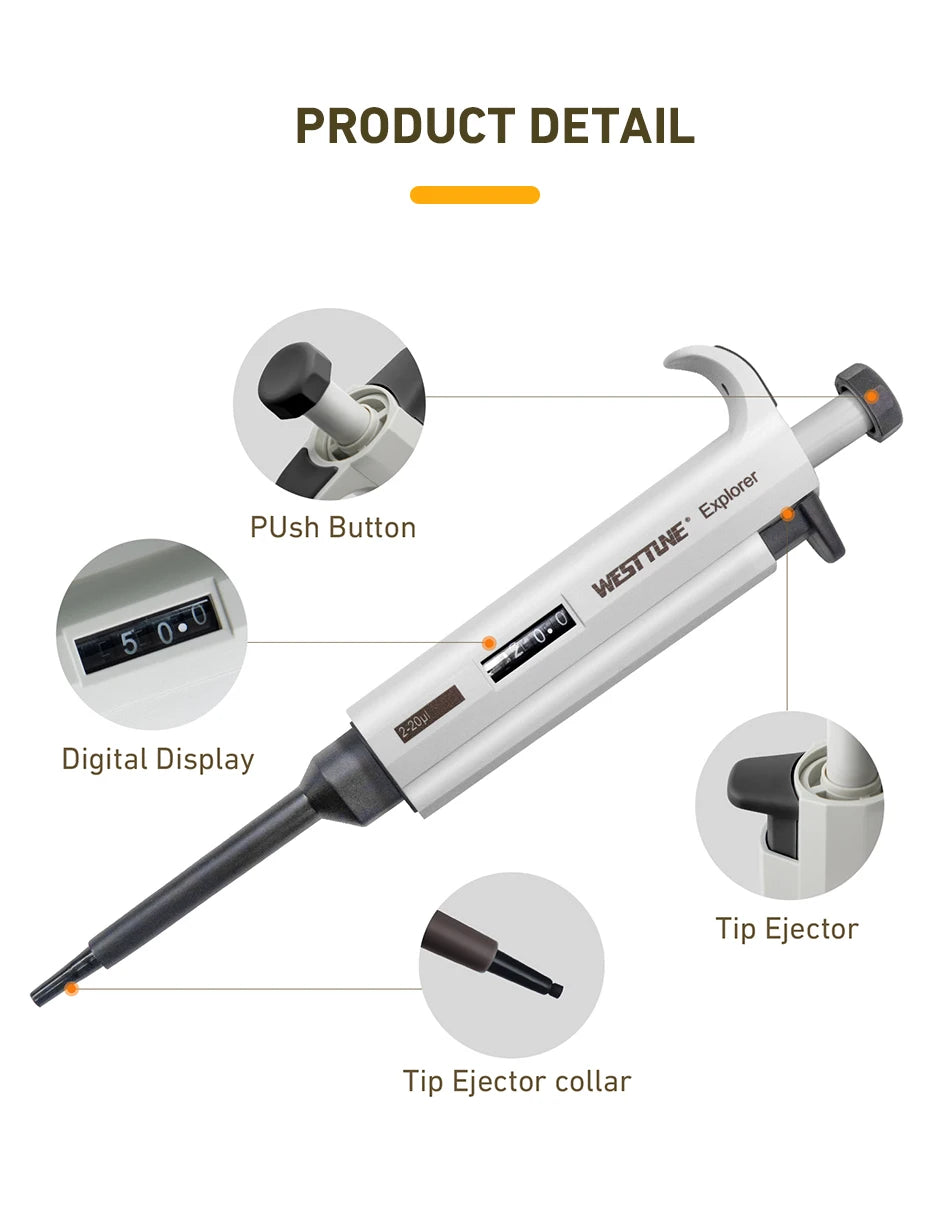 Laboratory Micro Pipette Gun, Adjustable Single Channel Pipettor