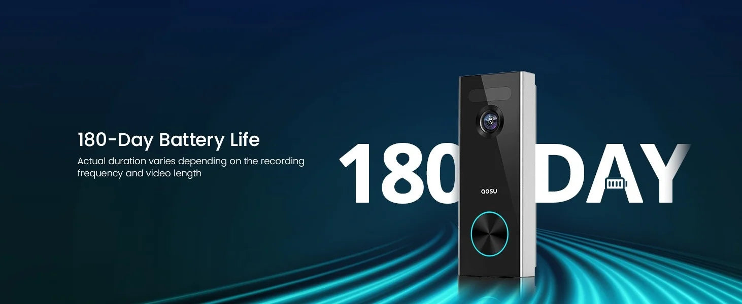 AOSU 3MP WiFi Video Doorbell with 2K Clarity and AI Detection