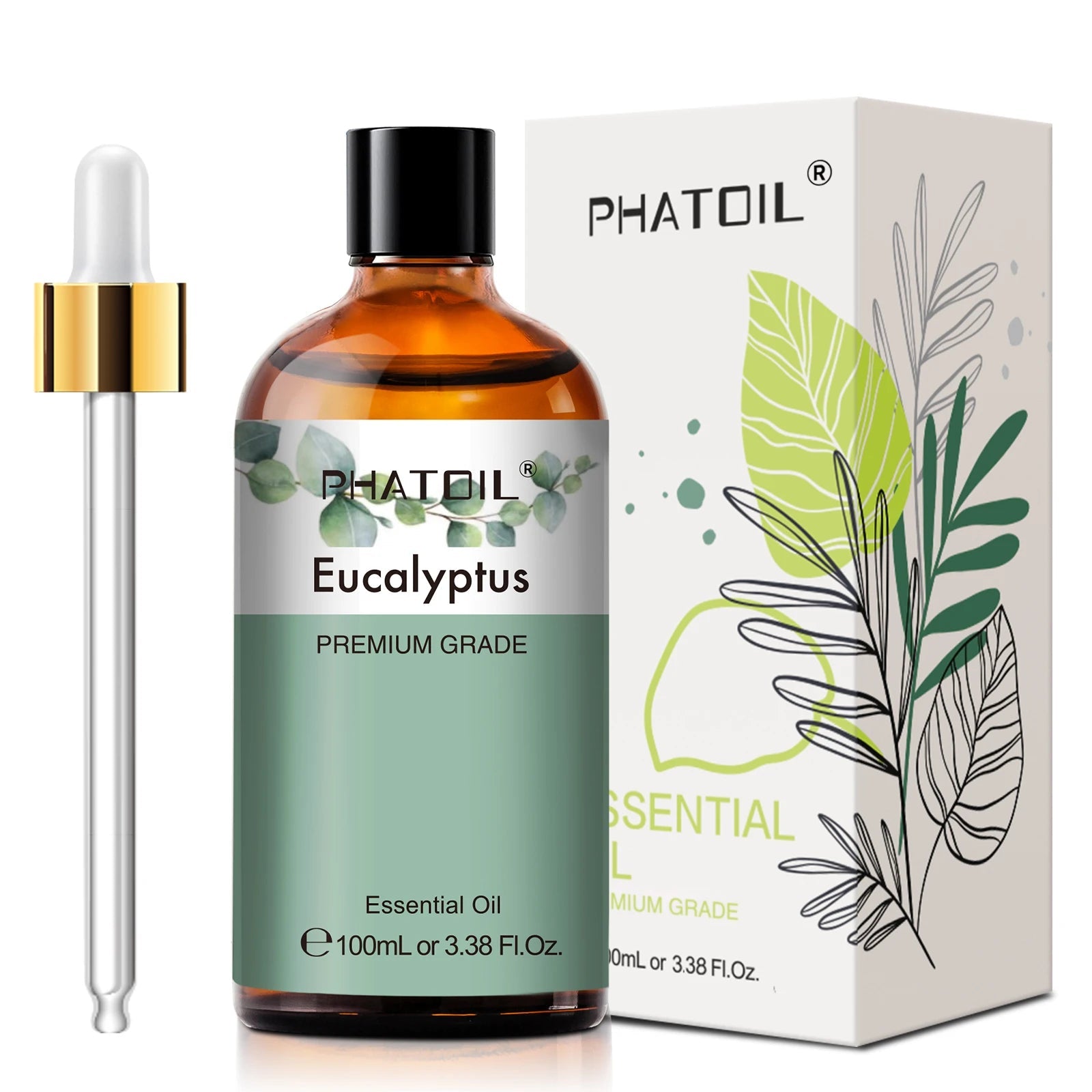 PHATOIL 100ml Eucalyptus Essential Oil For Skin Lavender Vanilla Jasmine Lemon Bergamot Aroma Oil for Aromatherapy Candle Making 
