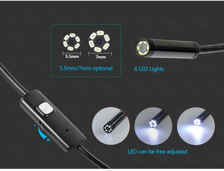 7mm Android Endoscope Camera 3-in-1 Waterproof Inspection Borescope