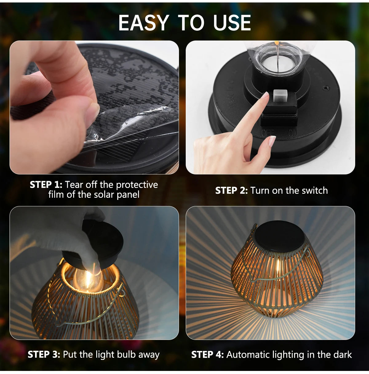 Solar Woven-Style Lantern for Garden Decoration