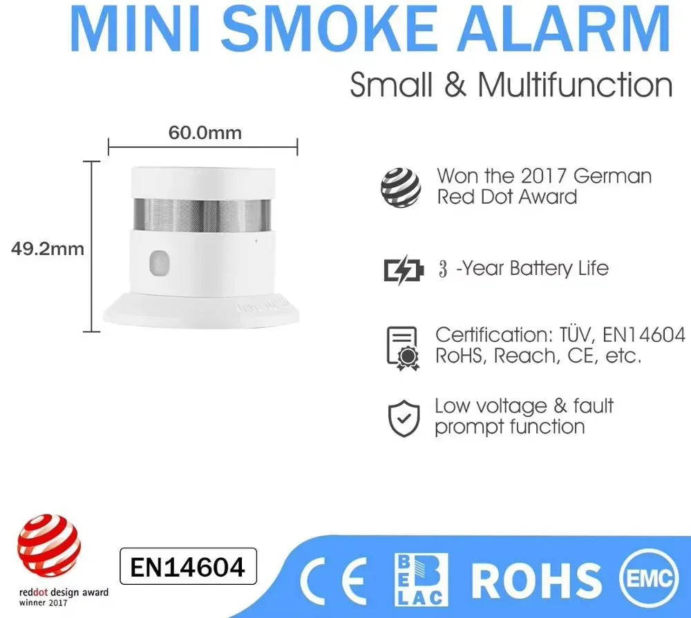 Detector de humo Zigbee HEIMAN para seguridad del hogar inteligente