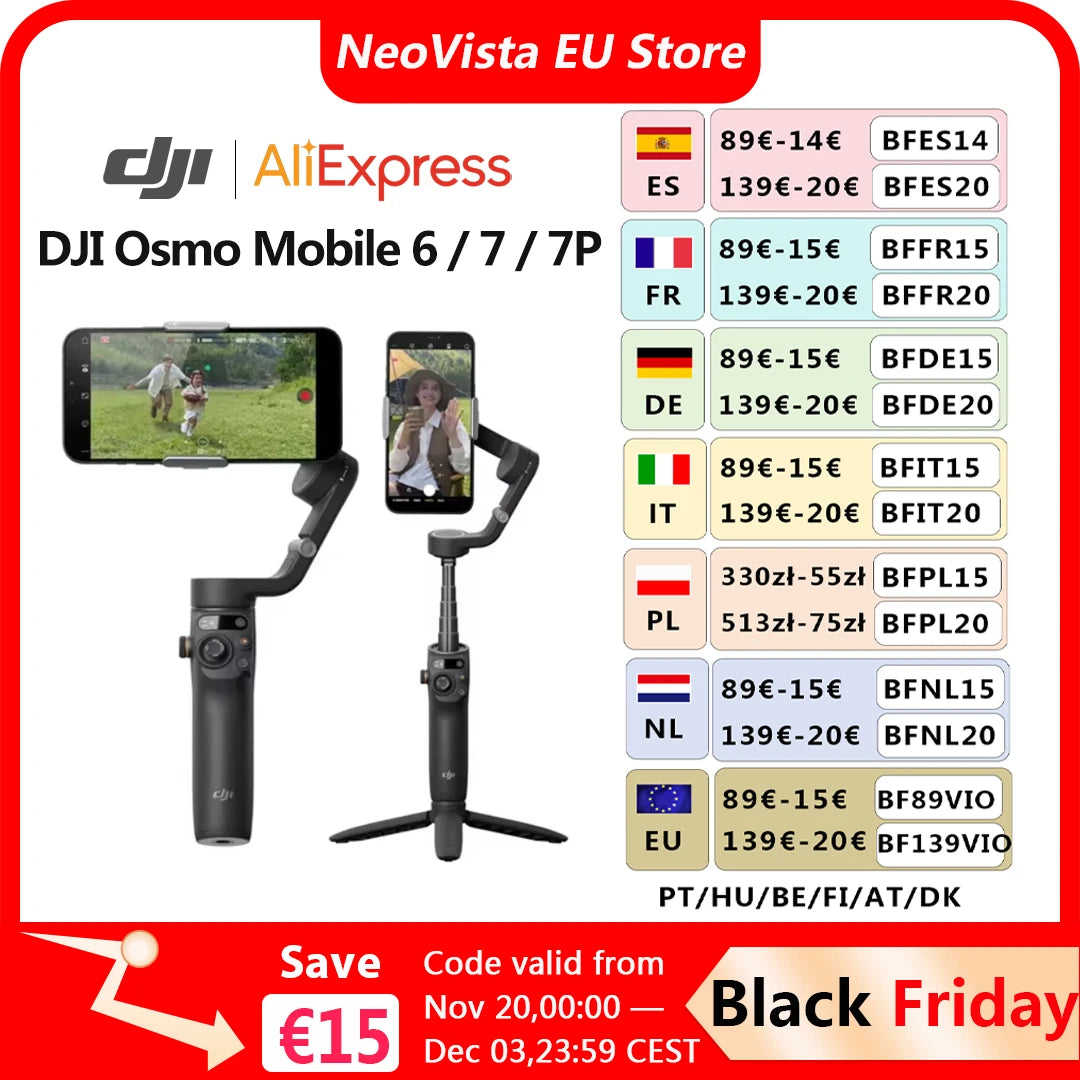 DJI Osmo Mobile 6 / 7 / 7P Handheld Gimbal with 3‑Axis Stabilization