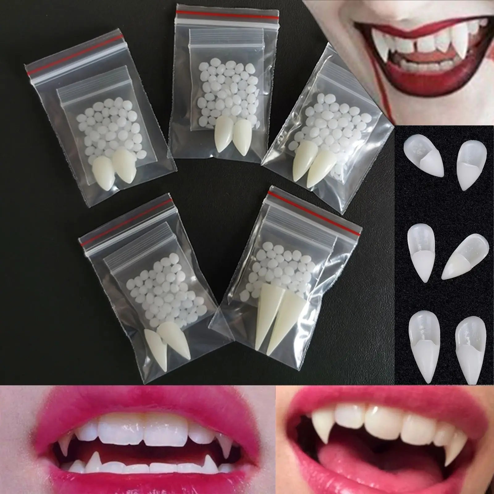 Halloween Decoration Vampire Teeth Fangs Dentures Props Halloween Cosplay Props False Fangs With Solid Glue Halloween Props 