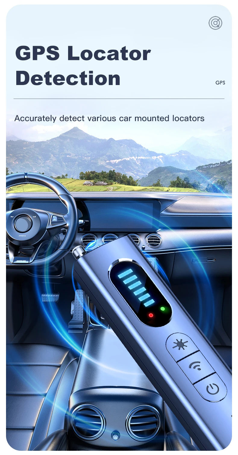 Hidden Camera Detector Anti-Spy Car GPS Tracker Listening Device Bug RF Wireless All Signal Scanner Gadget Security Protection 