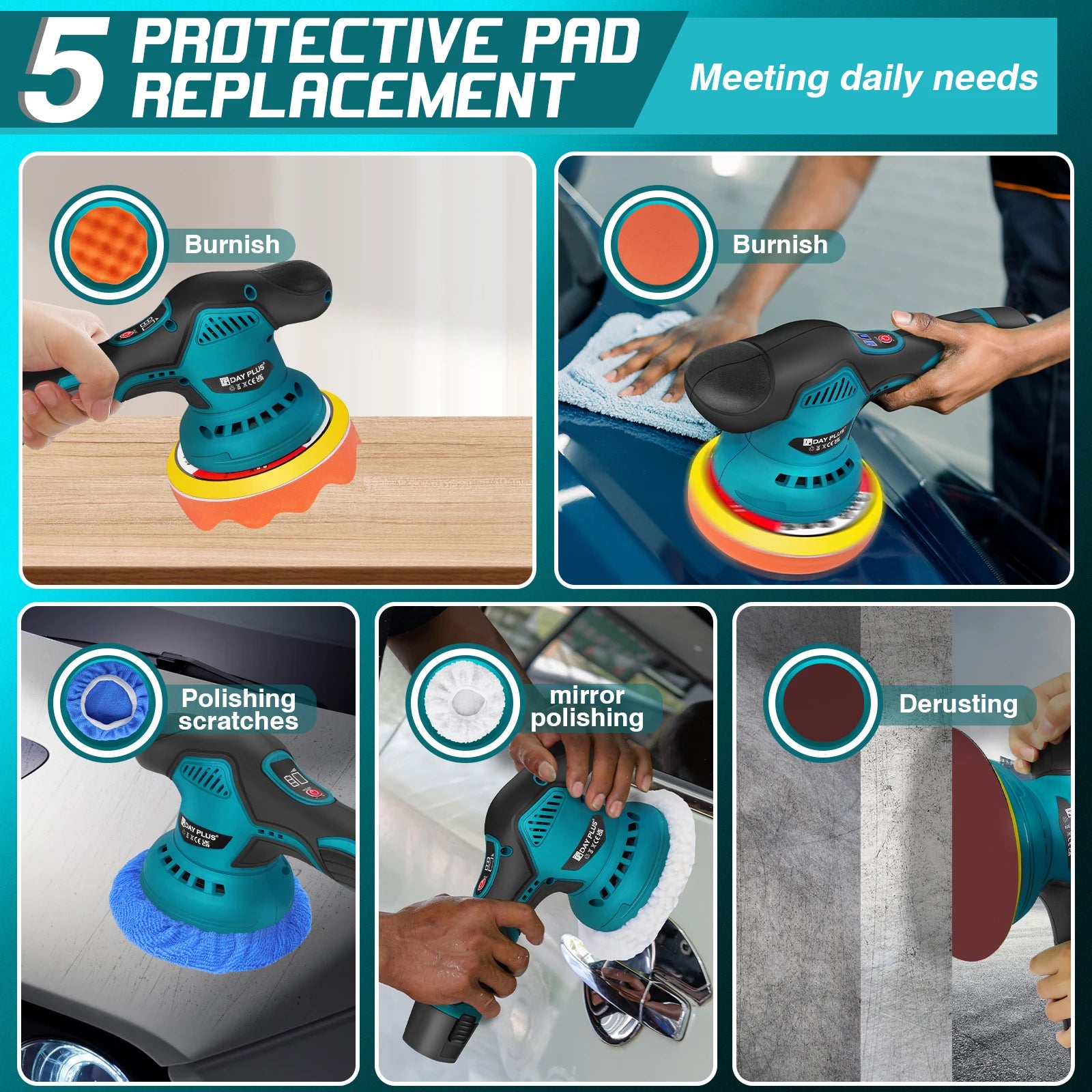 Sada bezkefkového bezdrôtového leštiča s plynulou reguláciou otáčok