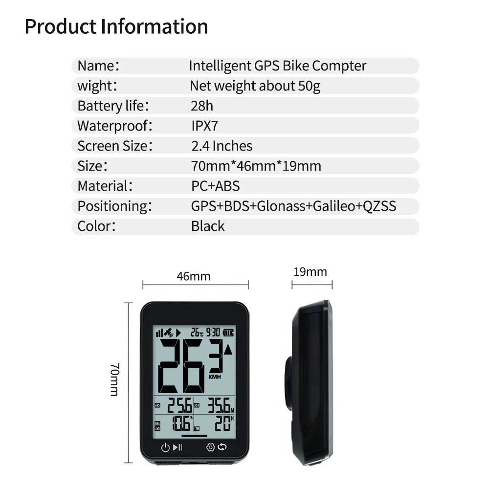 BKV-3101 GPS Bicycle Computer with 2.4-Inch Display