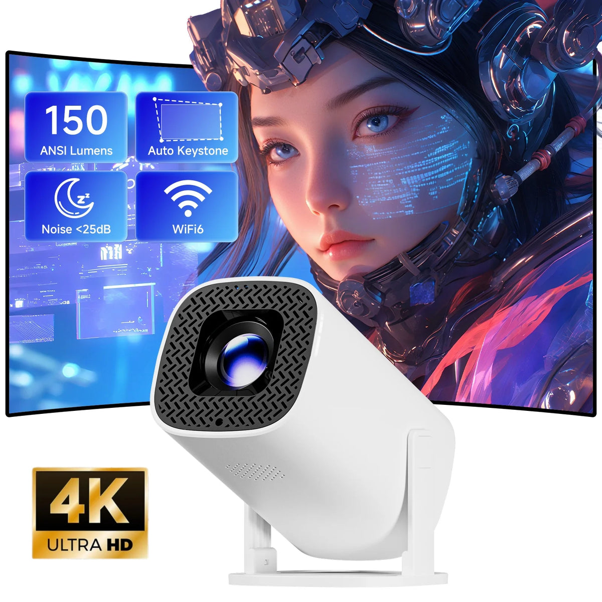 Portable 720p Projector with Wireless Casting