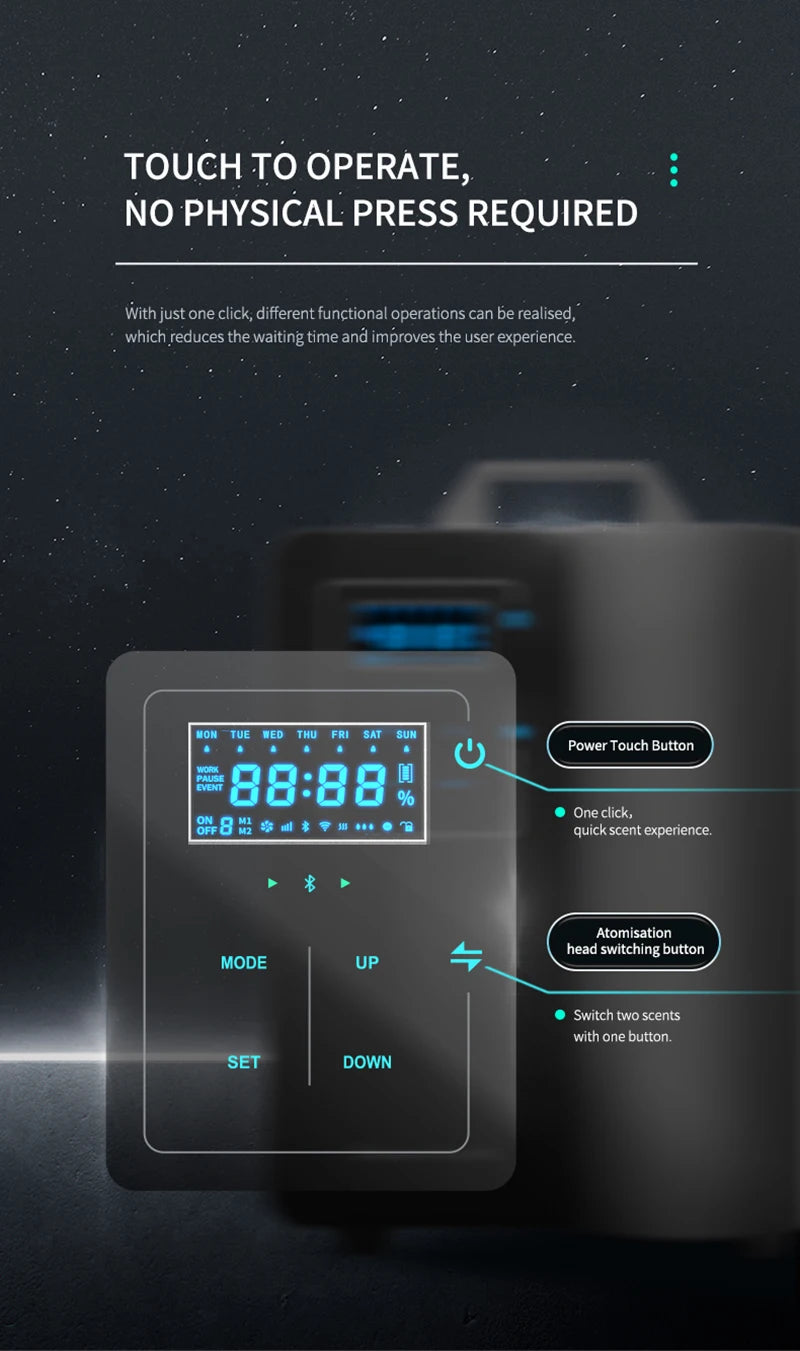 Smart HVAC Aroma Diffuser 10000m³ Dækning Bluetooth Kontrol