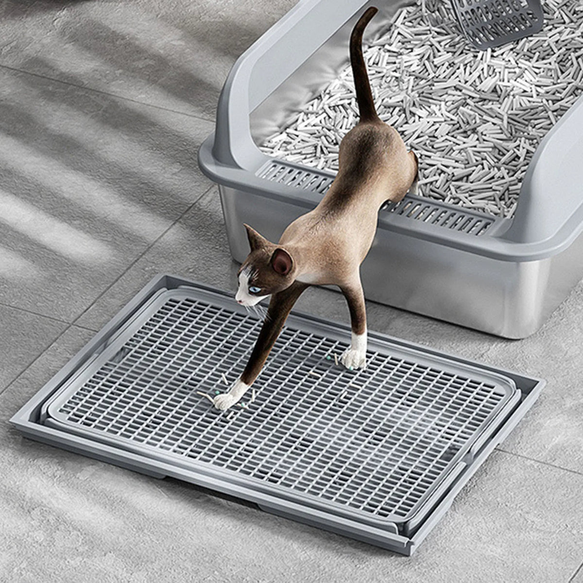 Cat Litter Catching Tray with Grid, 42 × 28.5cm