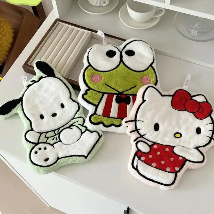 Sanrio Coral Fleece Hand Towel – Hello Kitty, My Melody & Pochacco 🐱 