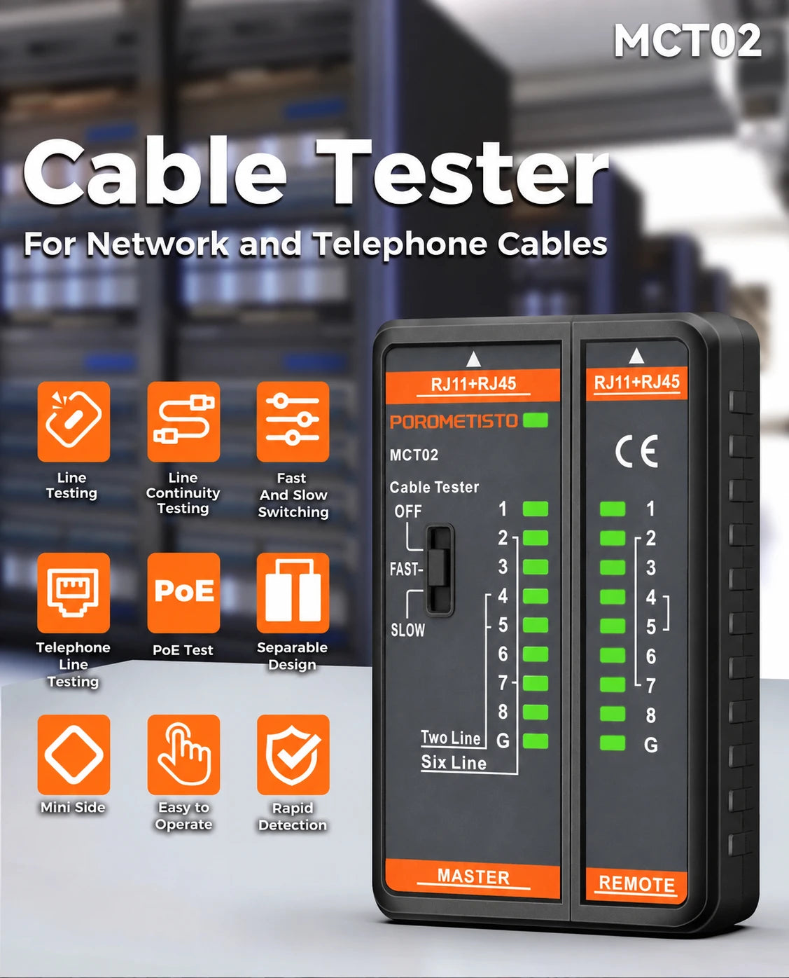 MCT02 RJ45 and RJ11 Network Cable Tester