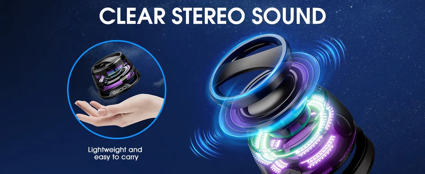 Outdoor Magnetic Bluetooth Speaker Wireless Portable Mini Travel Stereo Speaker with RGB Color Light and Phone Holder for Ios 