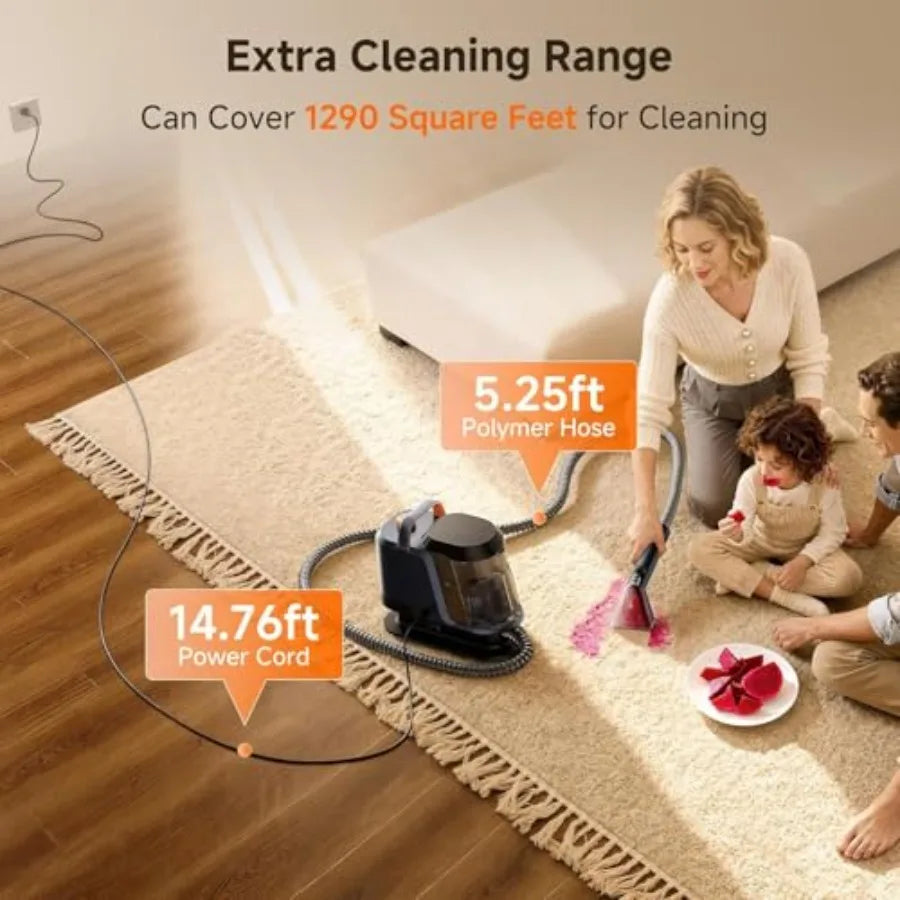 18Kpa Portable Carpet Cleaner with Self-Cleaning Function