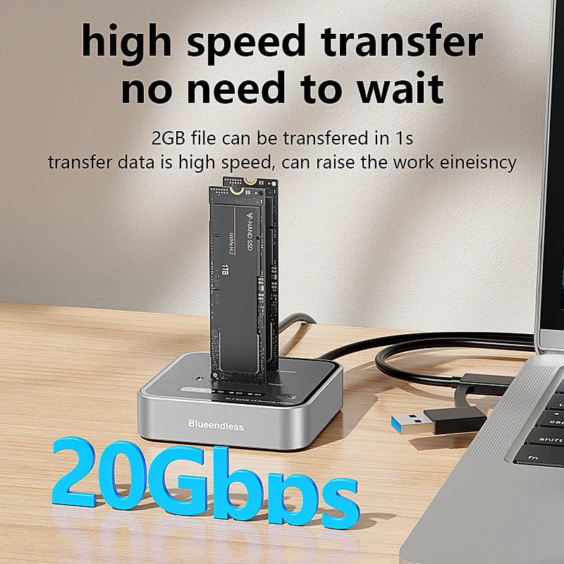 SD08 Dual-Bay M.2 NVMe SSD Dock and Cloner