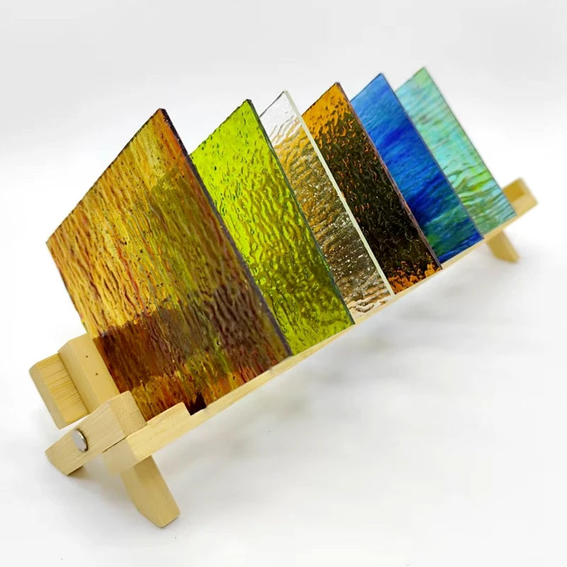 Six Stained-Glass Craft Sheets, 10 × 10 cm