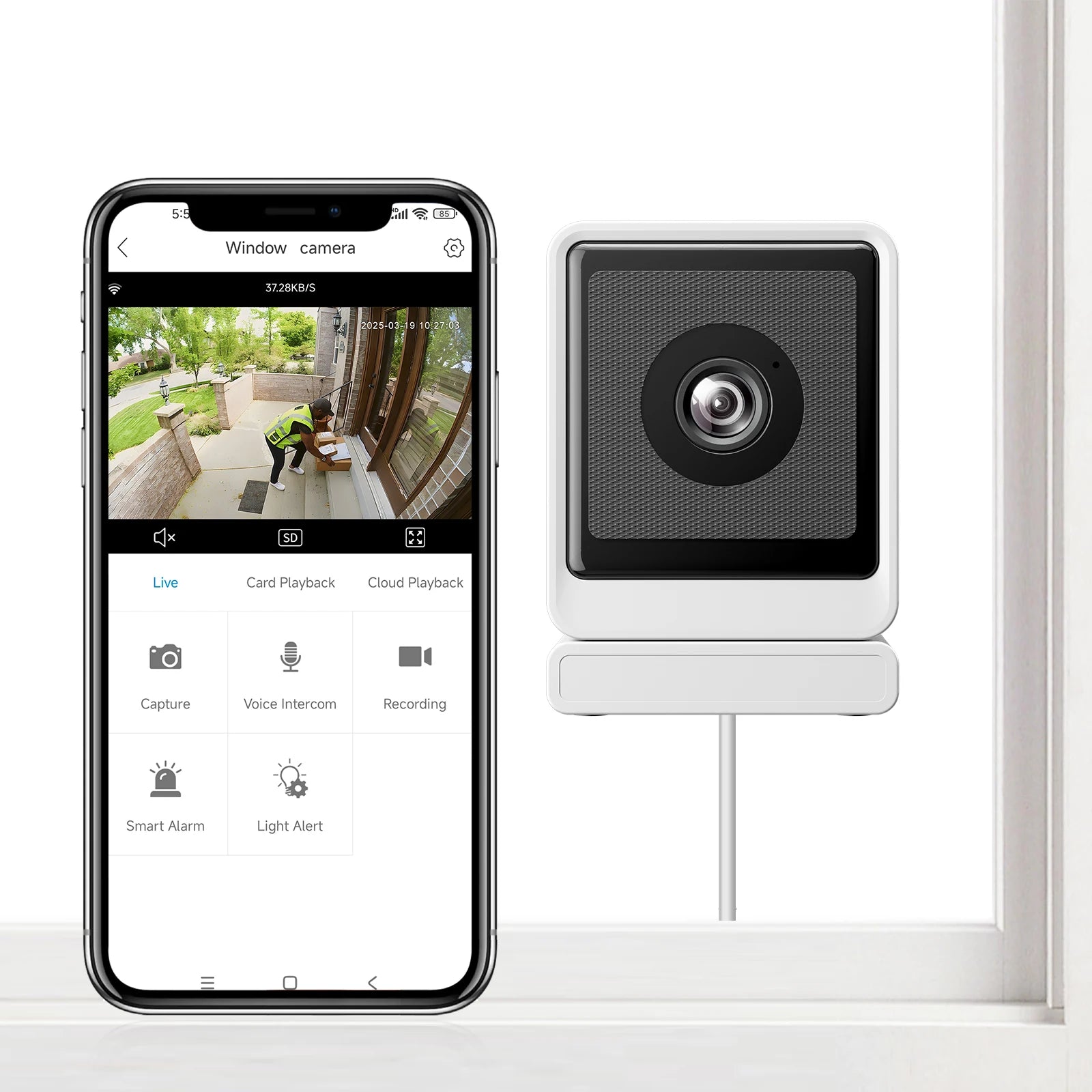 1080P Indoor Window Security Camera with 2-Way Audio